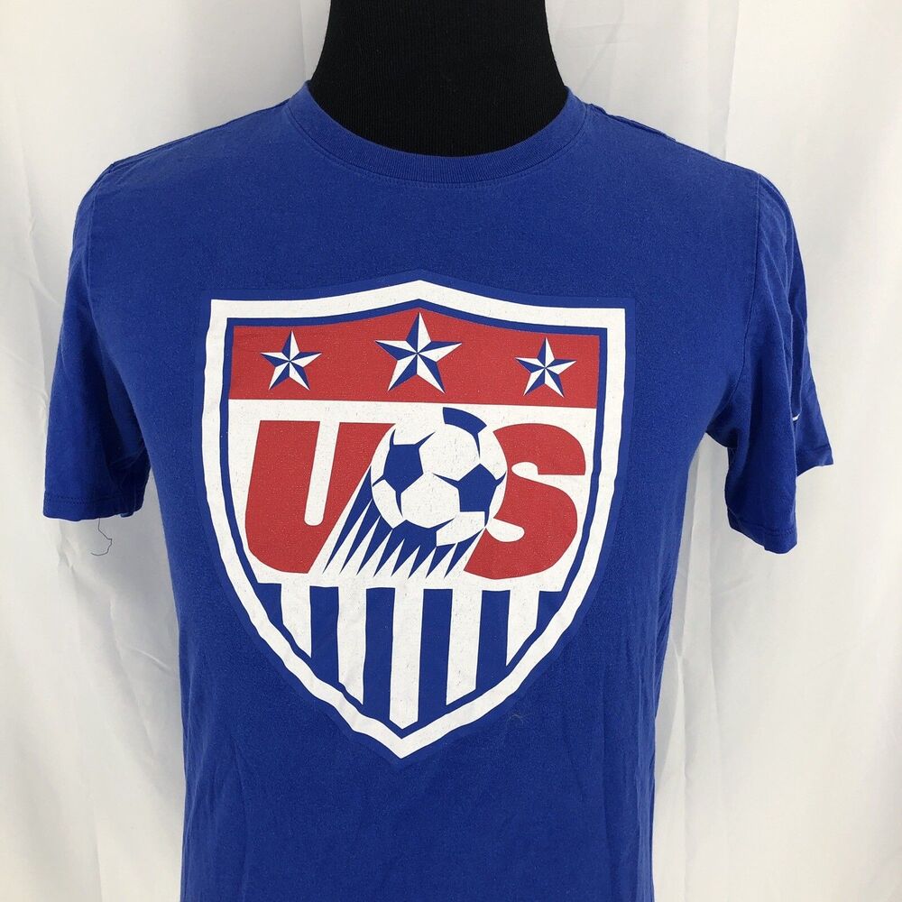 Nike Tee Athletic Cut US Soccer Blue Short Sleeve Shirt 561416 Medium 20” P2P